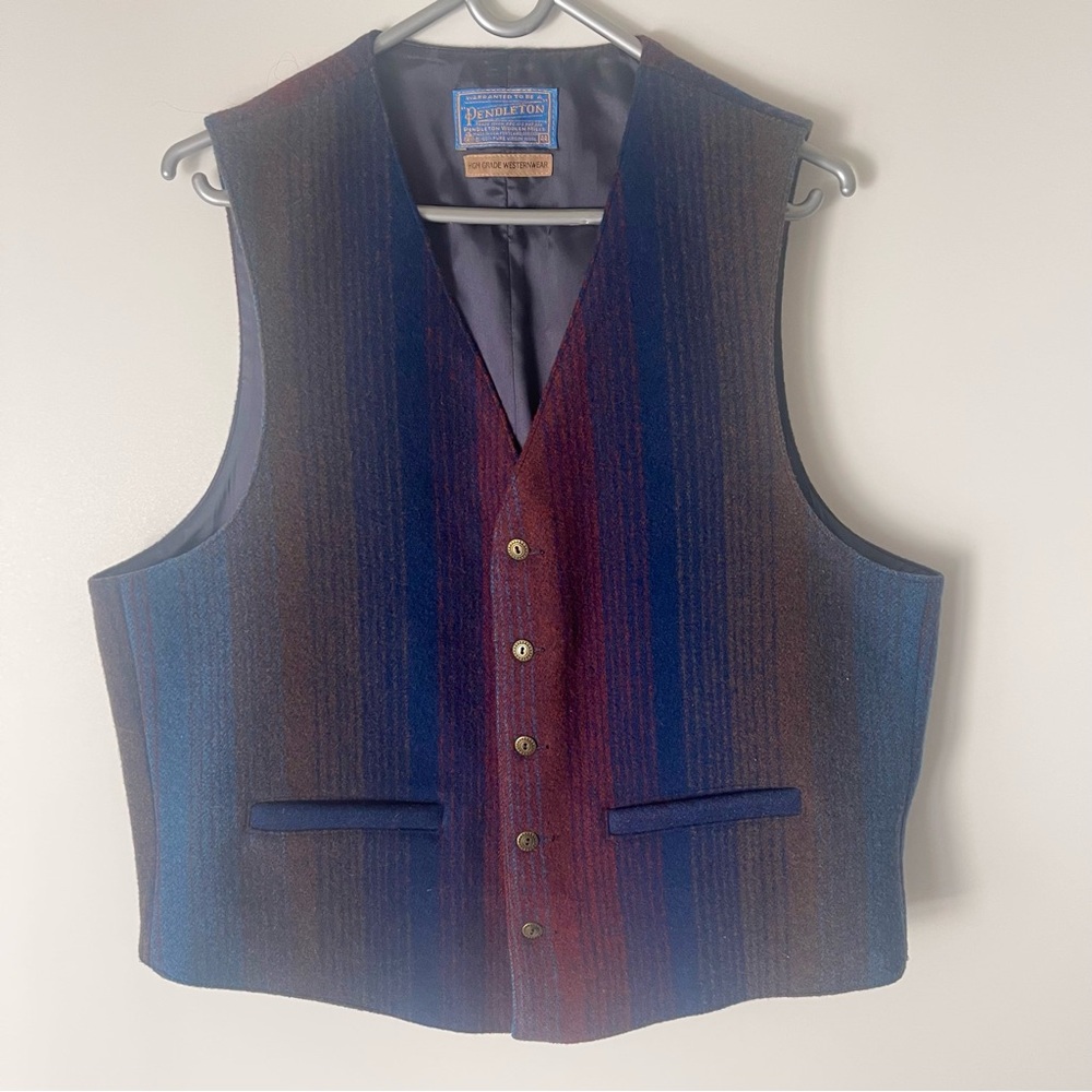 Pendleton Vintage Button Up Wool Vest Western Wear Size 44
